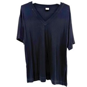 SOMA Black V Neck Short Sleeve Tunic Top Side Slits Size Medium